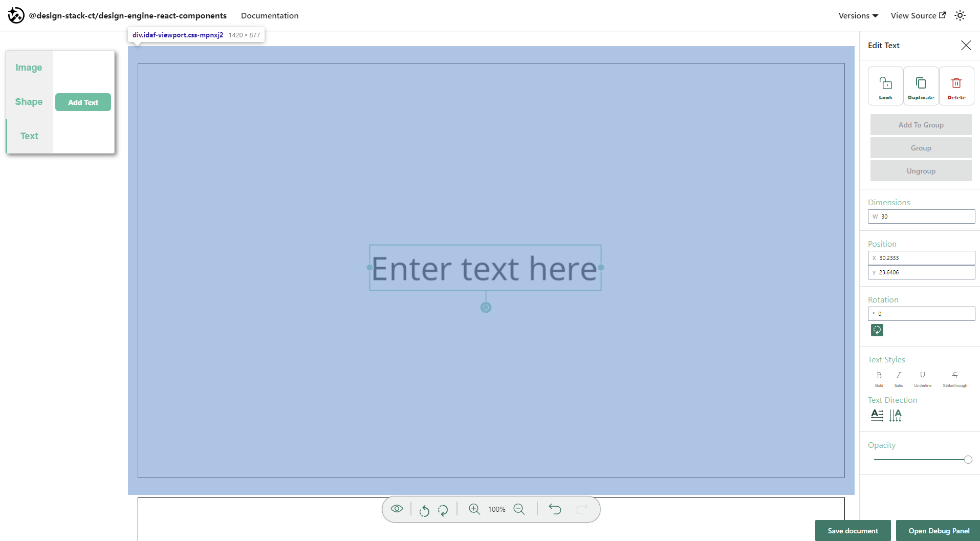 Example usage of the viewport